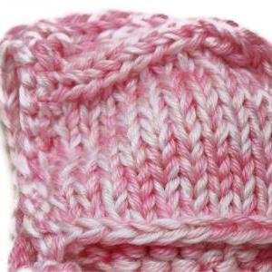 Hand Knit Baby Bonnet - Baby Girl Bonnet In Pink..