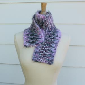 Hand Knit Scarf - Warm Winter Scarf In Pink, Gray..