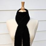 Knit Scarf Black Winter Skinny Soft Plush Warm..