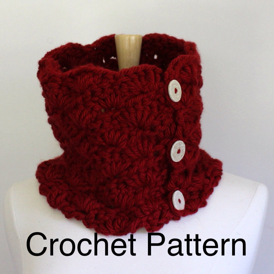 Crochet Chunky Cowl Pattern - Warm Oversized Cowl Scarf Using Chunky Yarn - Circle Scarf Pattern - Neckwarmer - Pdf